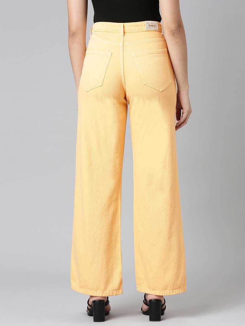 women solid high rise wide leg jean - 21991810 -  Standard Image - 3