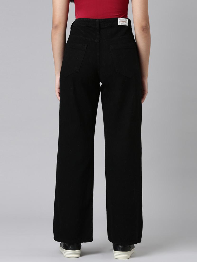 women solid high rise wide leg jean - 21991812 - Standard Image - 3