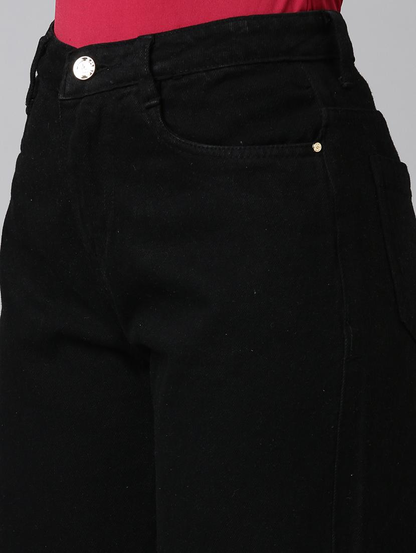 women solid high rise wide leg jean - 21991812 - Standard Image - 5