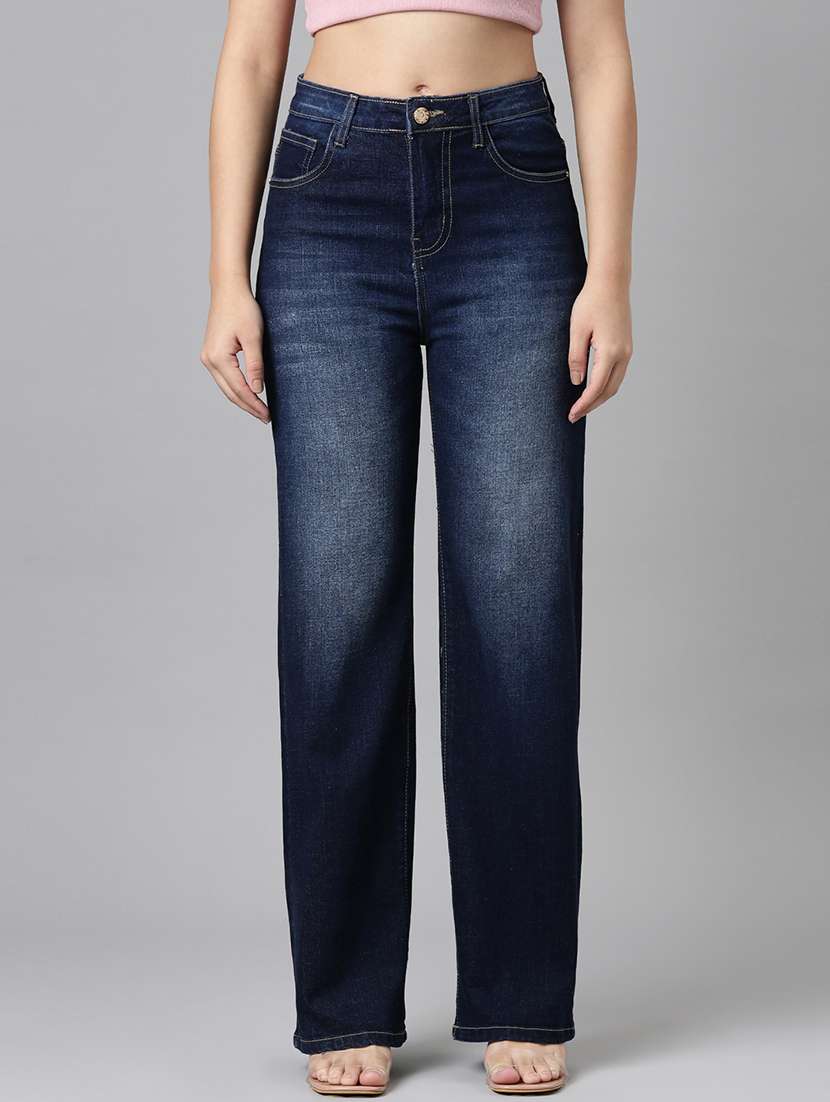 women washed high rise straight fit jean - 21991813 - Zoom Image - 0