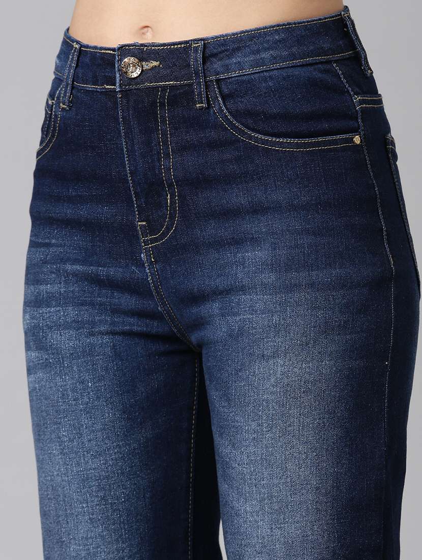 women washed high rise straight fit jean - 21991813 - Standard Image - 5