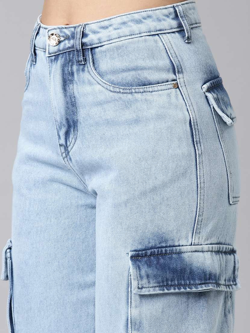women solid high rise relaxed fit cargo - 21991874 - Standard Image - 5
