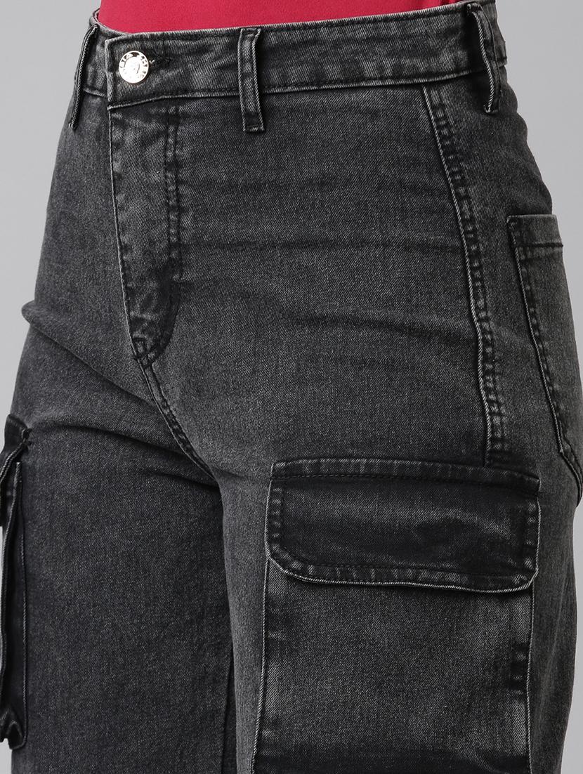 women solid high rise relaxed fit cargo - 21991875 - Standard Image - 5