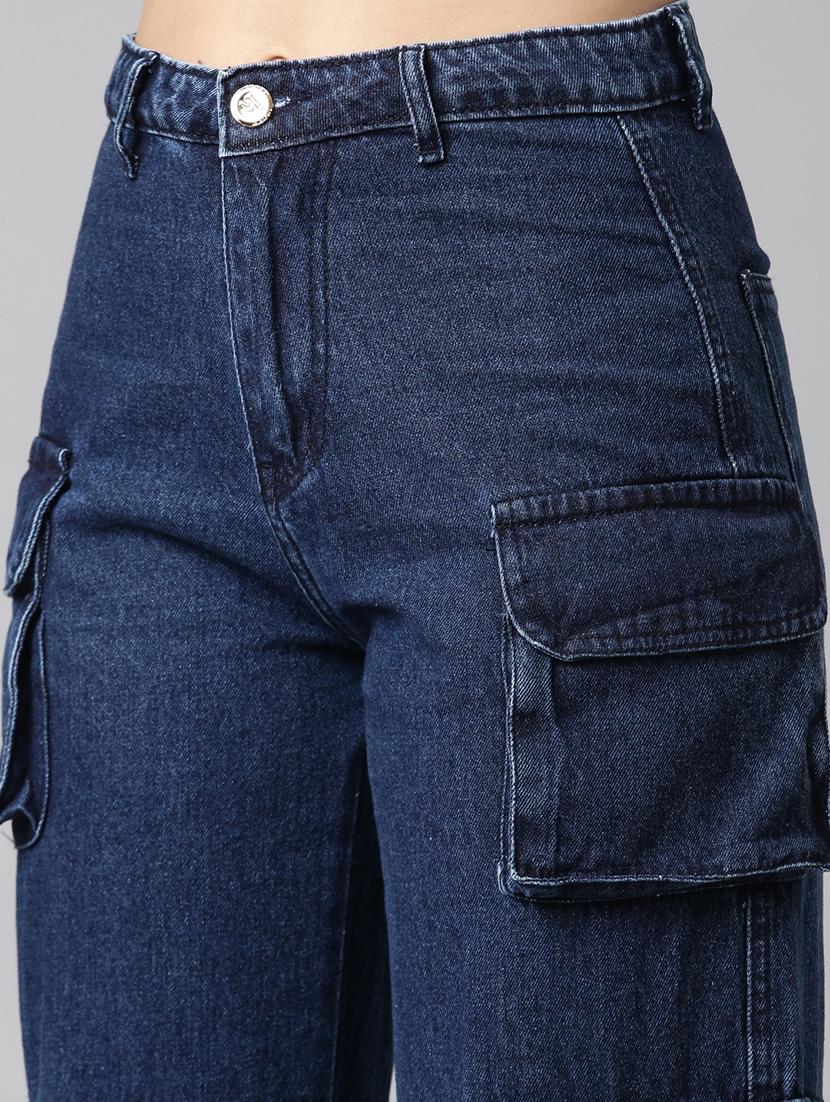 women solid high rise relaxed fit cargo - 21991877 - Standard Image - 5