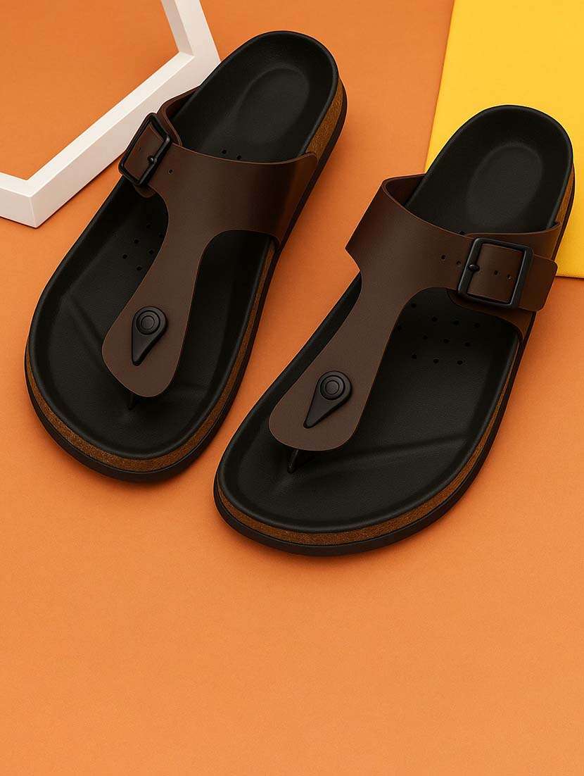 men brown toe seperator sandal - 21991900 -  Zoom Image - 0