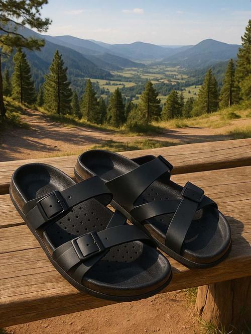 men black slip on sandal - 21991902 -  Standard Image - 0
