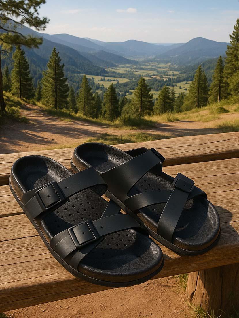men black slip on sandal - 21991902 -  Zoom Image - 0