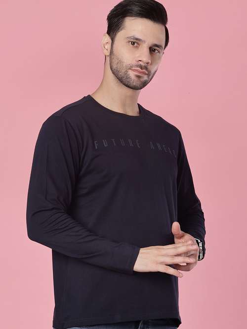 men chest print long sleeve regular fit t-shirt - 21991926 - Standard Image - 0