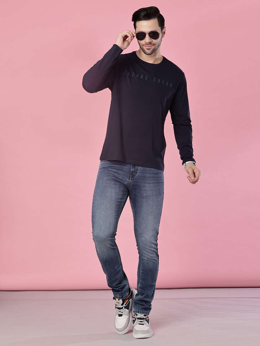 men chest print long sleeve regular fit t-shirt - 21991926 - Standard Image - 3