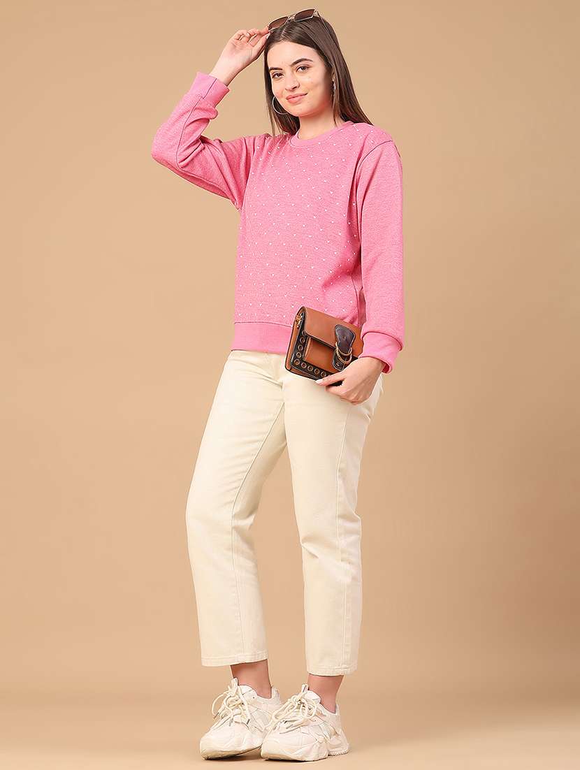 women printed long sleeve waist length pullover - 21991988 -  Standard Image - 5