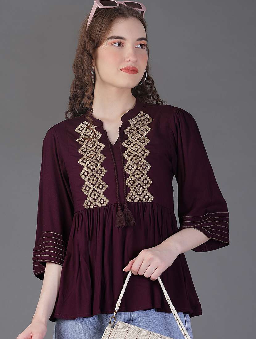 women self designedthree quarter sleeve kurti