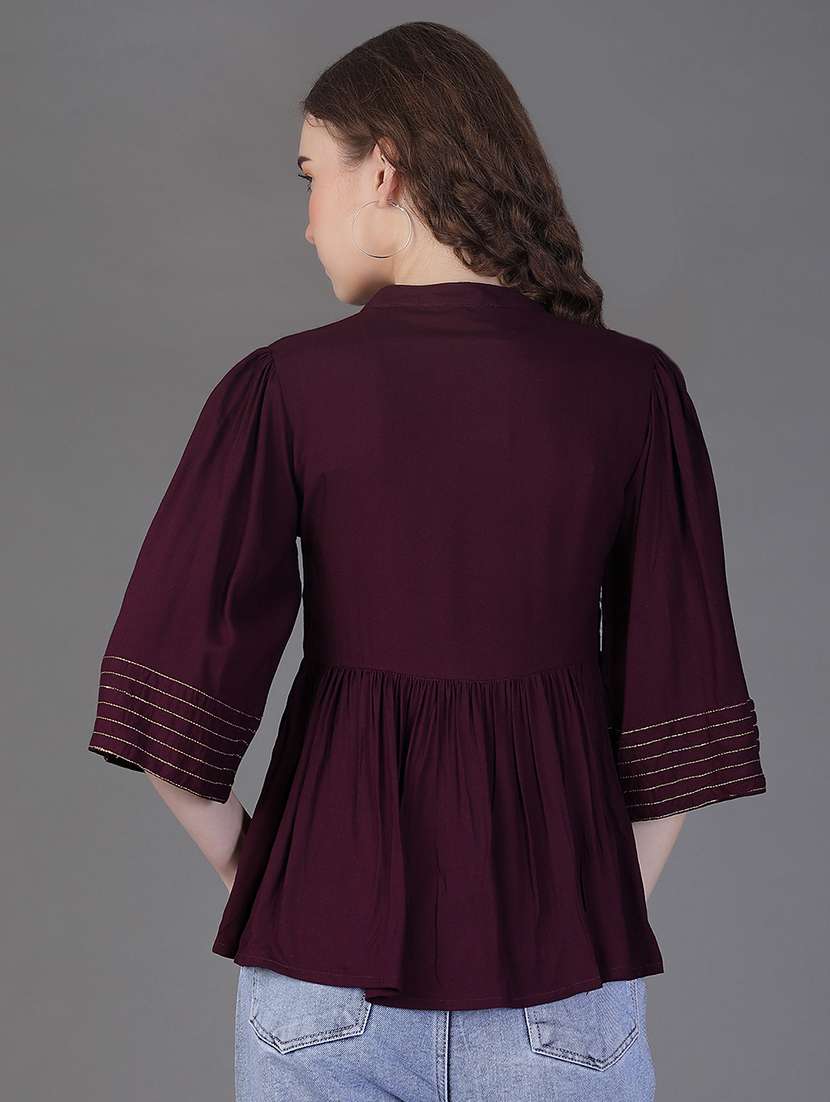 women self designedthree quarter sleeve kurti - 21991995 -  Standard Image - 3