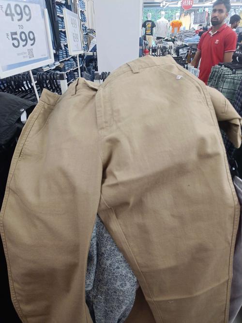 khaki linen casual trousers - 21992029 - Standard Image - 0