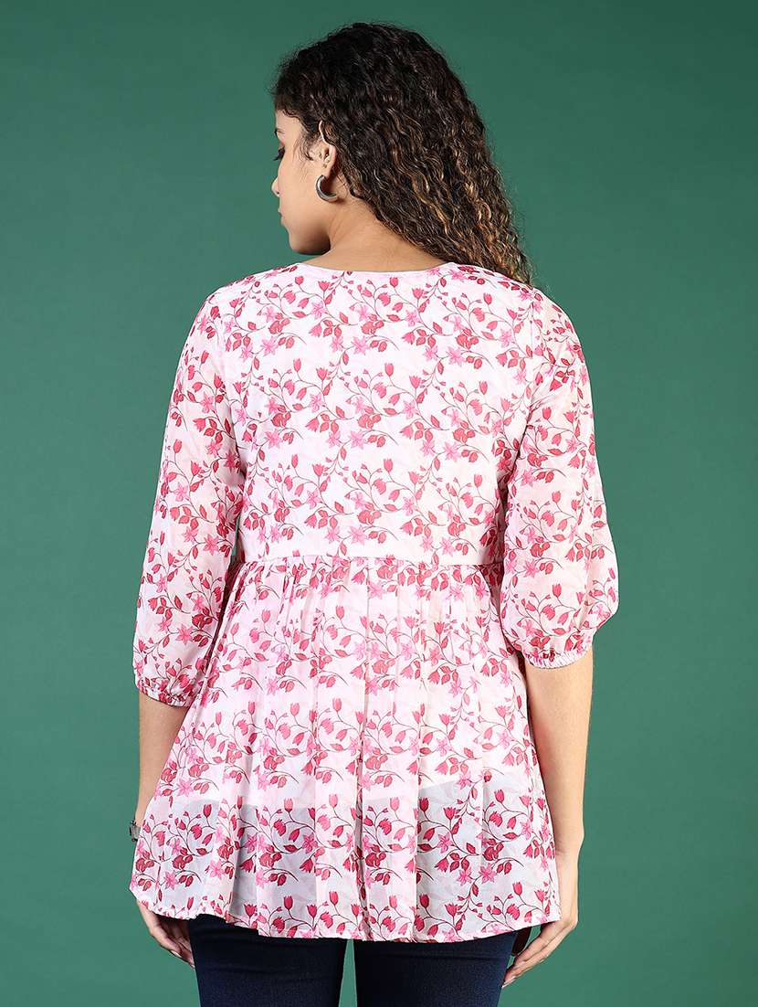 women printed three quarter sleeve kurti - 21992102 -  Standard Image - 3