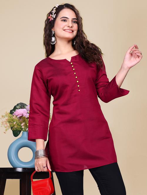 women solid three quarter sleeve straight kurti - 21992217 - Standard Image - 0