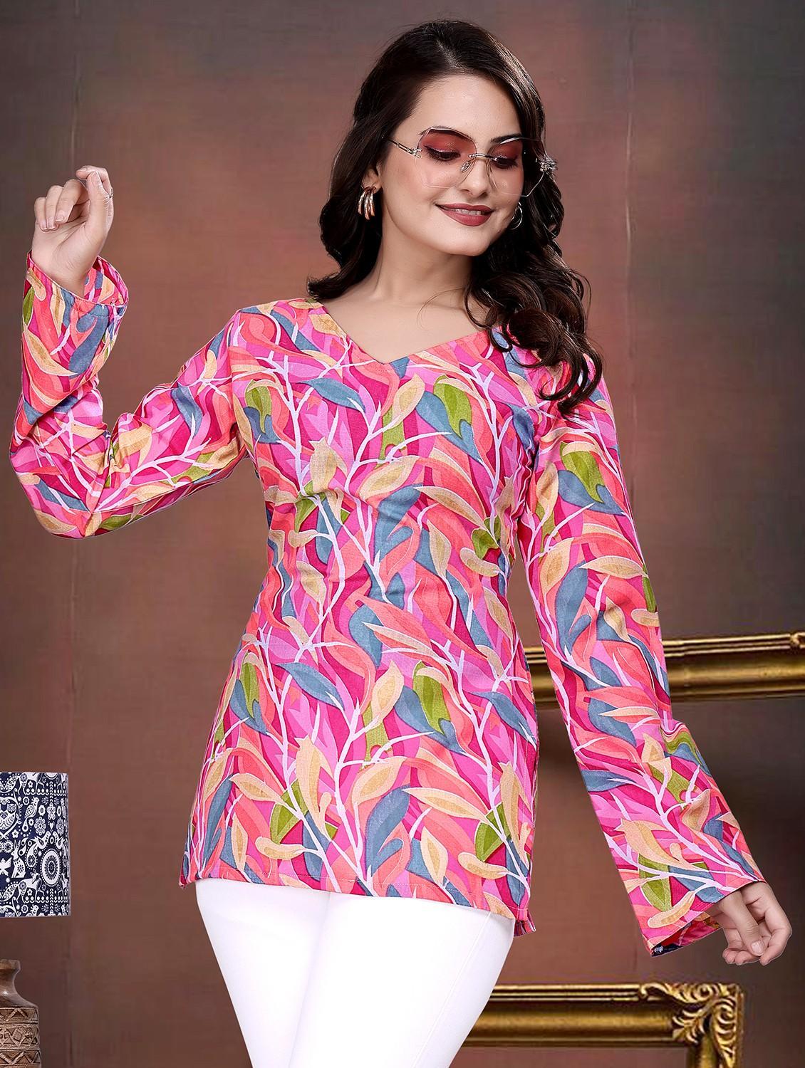 women printed bell sleeve straight kurti - 21992226 -  Zoom Image - 0