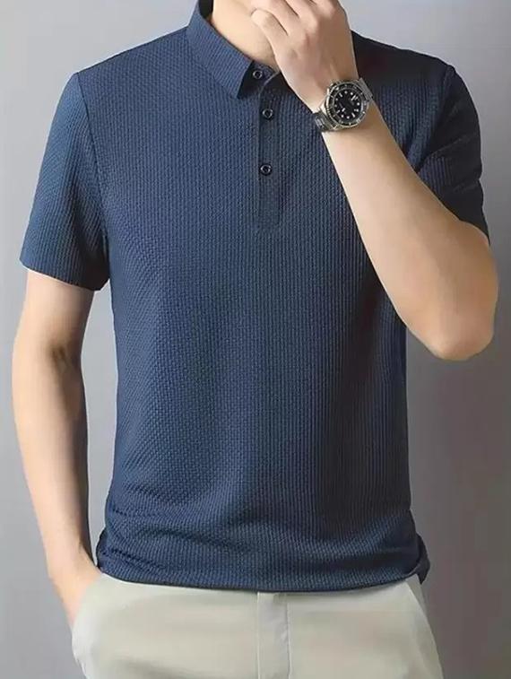 men textured short sleeve regular fit polo t-shirt