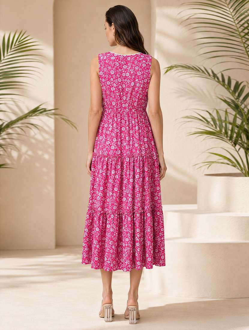 women floral print sleeveless tiered dress - 21992385 -  Standard Image - 3