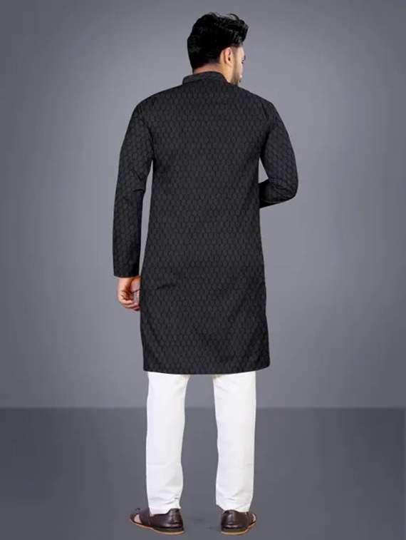 men self design mandarin neck long kurta - 21992388 -  Standard Image - 3