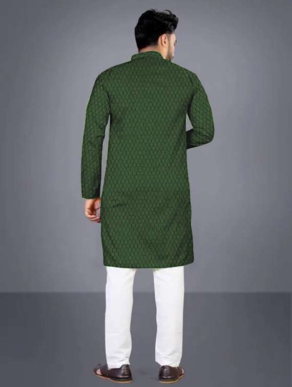 men self design mandarin neck long kurta - 21992389 -  Standard Image - 3