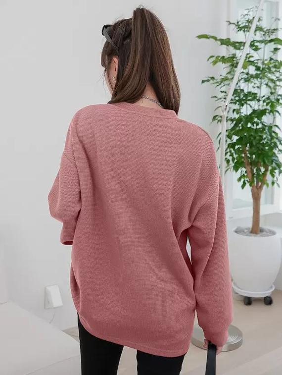 women solid long sleeve loose fit winter top - 21992407 - Standard Image - 3