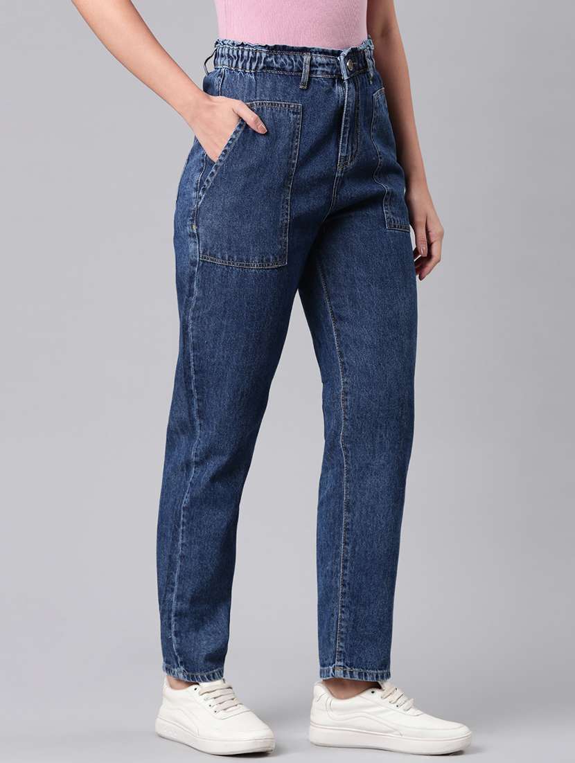 women solid high rise straight fit jean - 21992420 -  Standard Image - 5