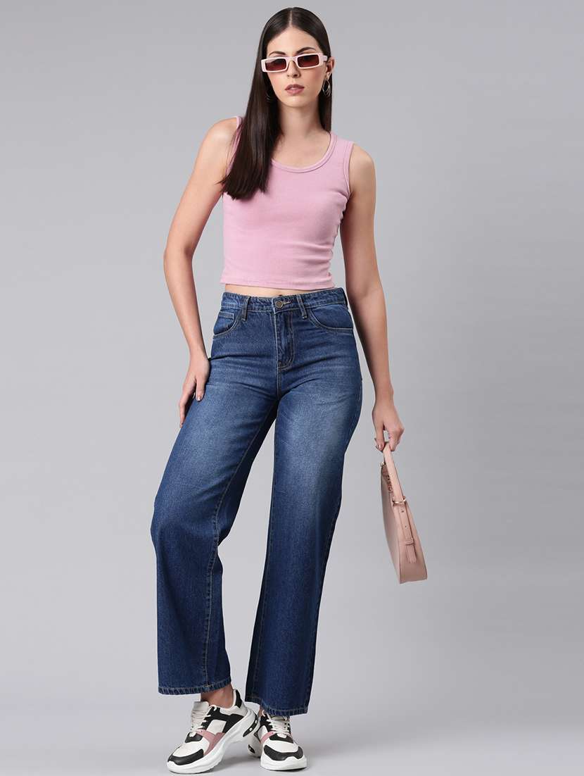 women washed high rise wide leg jean - 21992427 -  Standard Image - 5