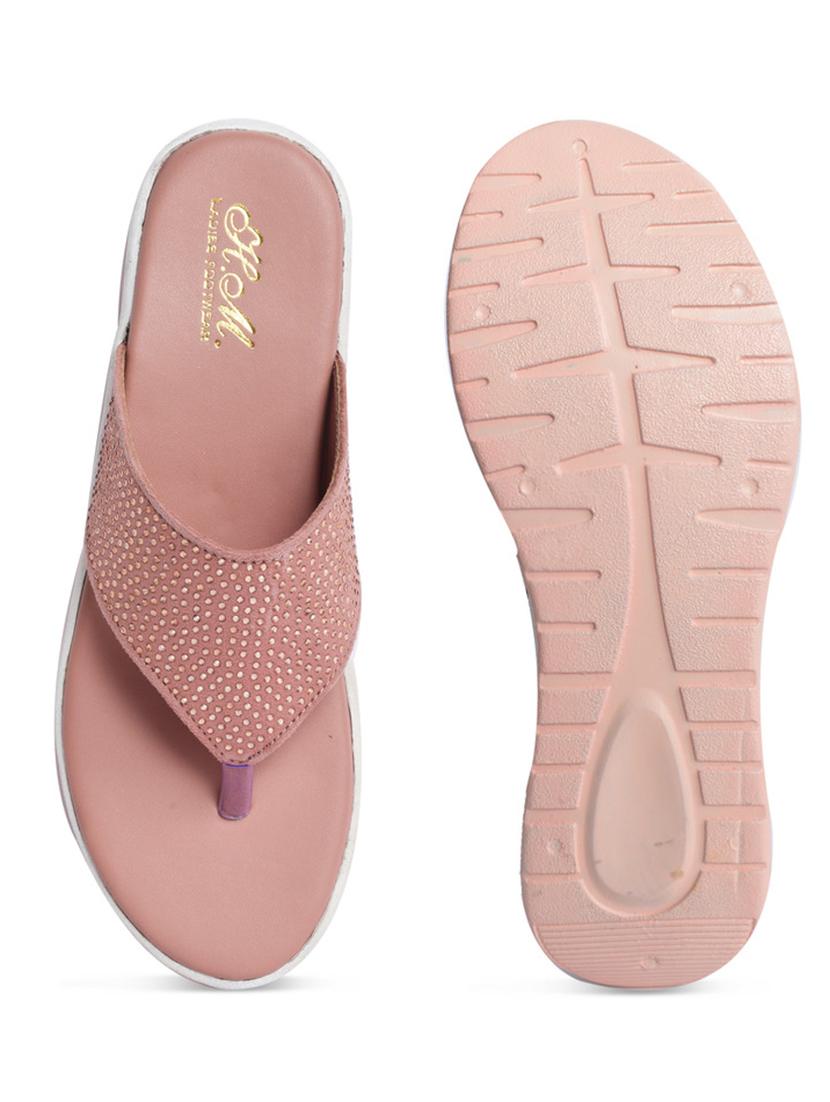 women pink solid slip on wedge - 21992430 - Standard Image - 3