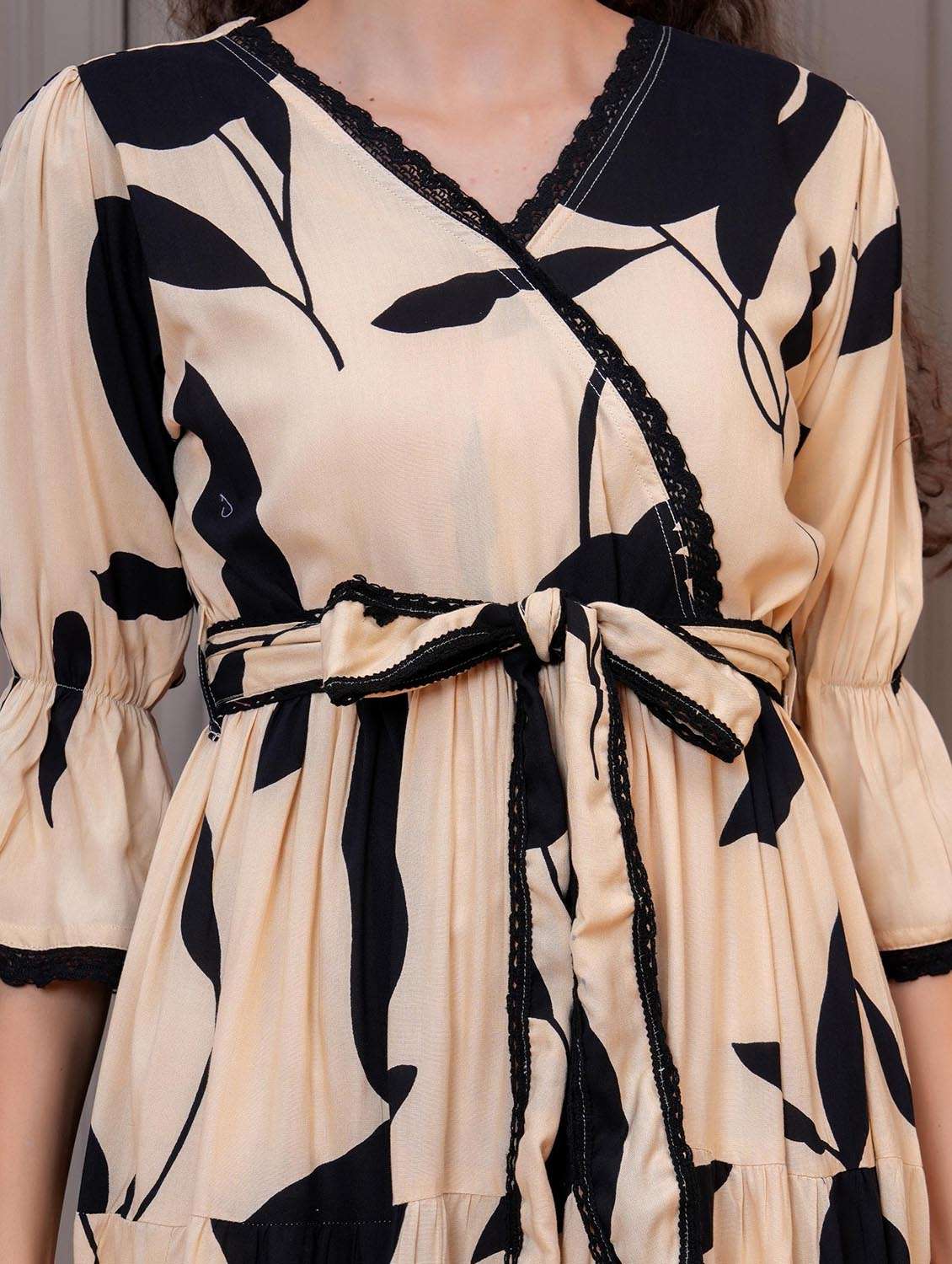 women printed bell sleeve tiered dress - 21992446 -  Standard Image - 5