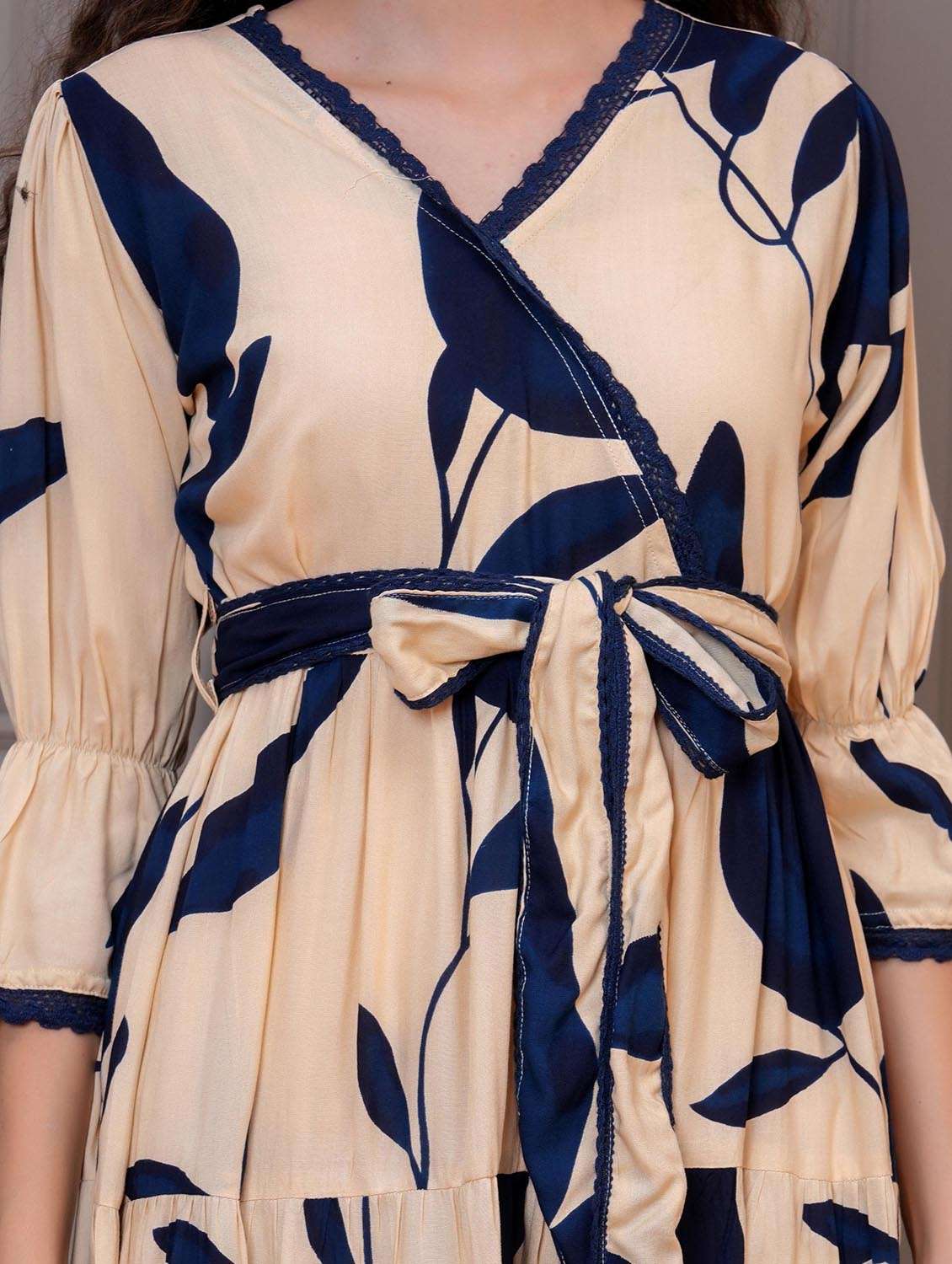 women printed bell sleeve tiered dress - 21992447 - Standard Image - 5