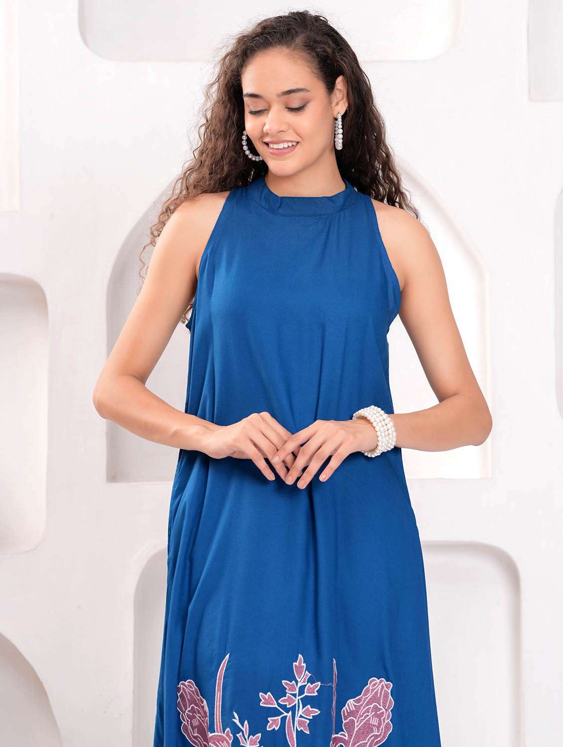 women printed halter neck sleeveless a-line dress - 21992455 - Standard Image - 5