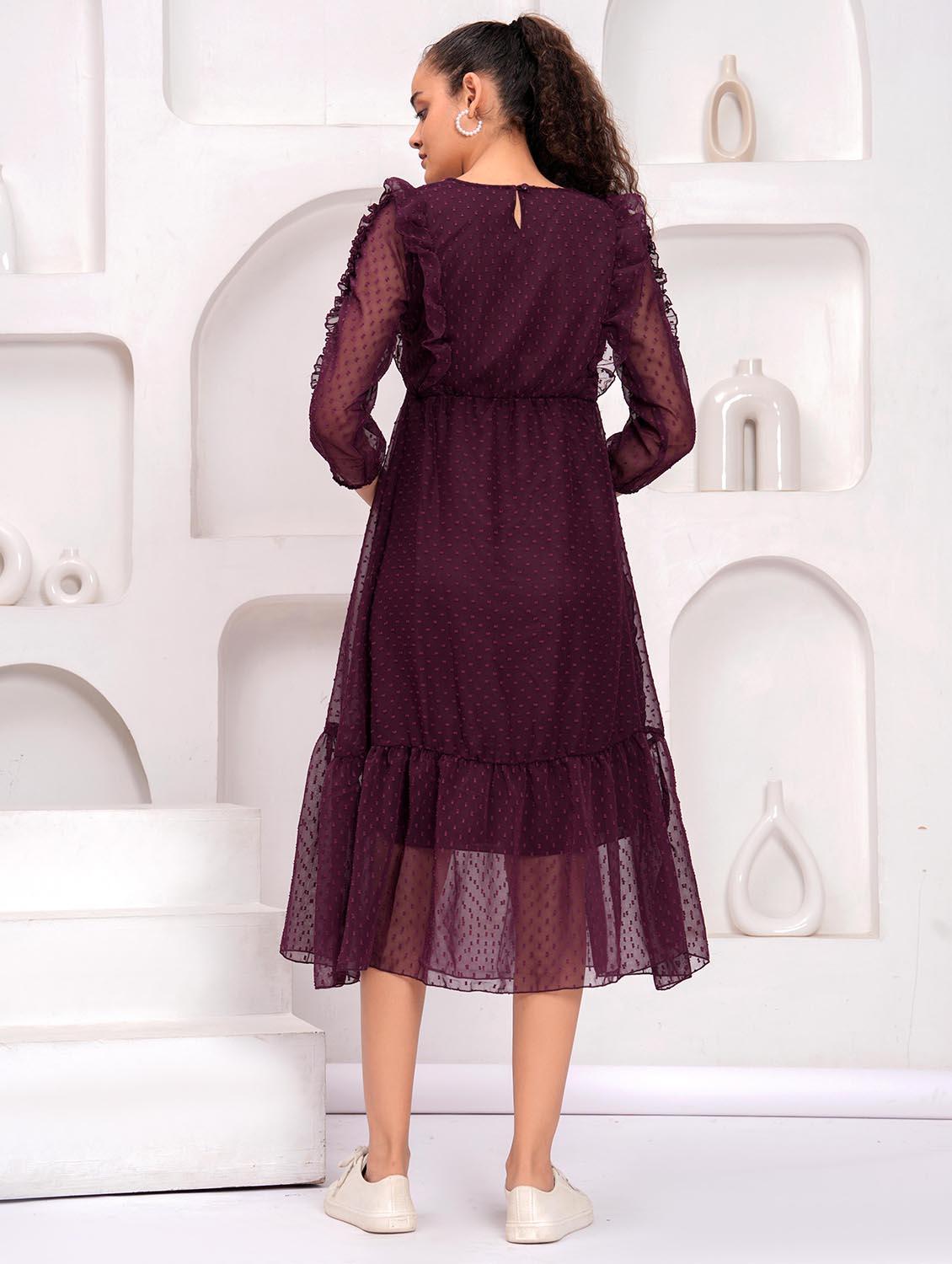 women embroidered round neck tiered dress - 21992460 - Standard Image - 3