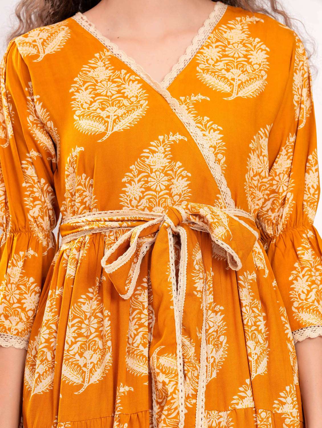women printed bell sleeve tiered dress - 21992483 - Standard Image - 3