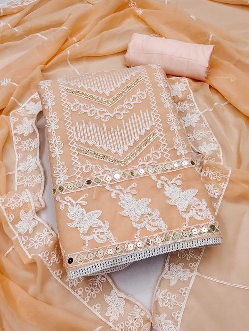 women solid with work embroidered unstitched suit set - 21992511 - Standard Image - 0