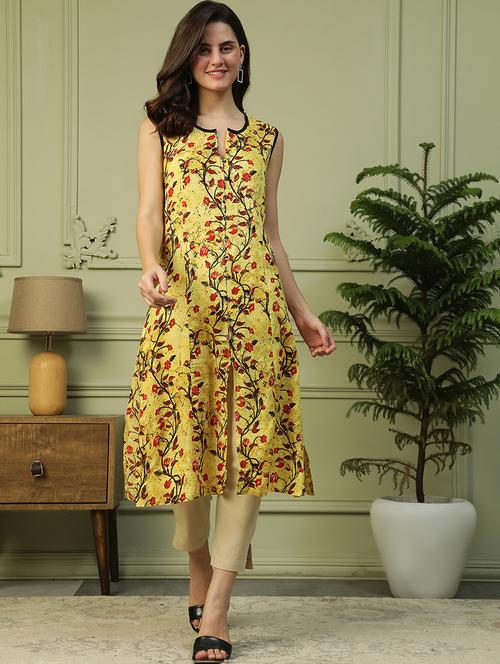 women floral print sleeveless a-line kurta - 21992517 - Standard Image - 0