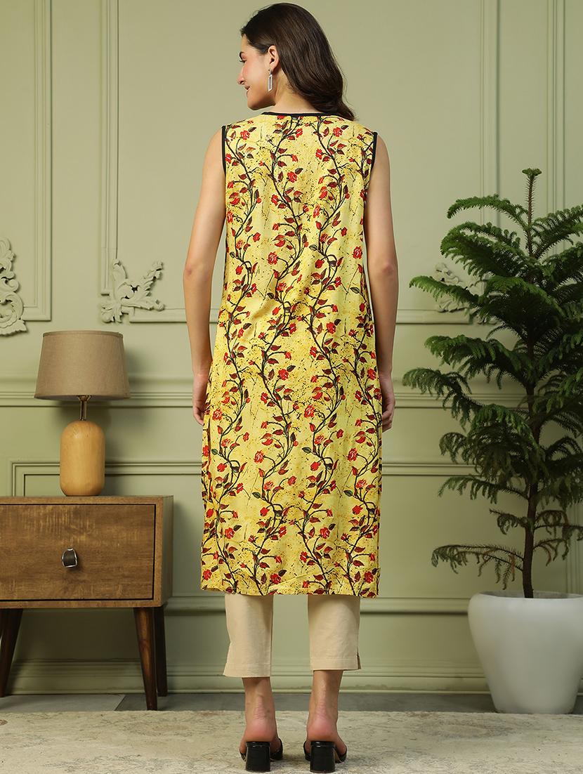 women floral print sleeveless a-line kurta - 21992517 - Standard Image - 3