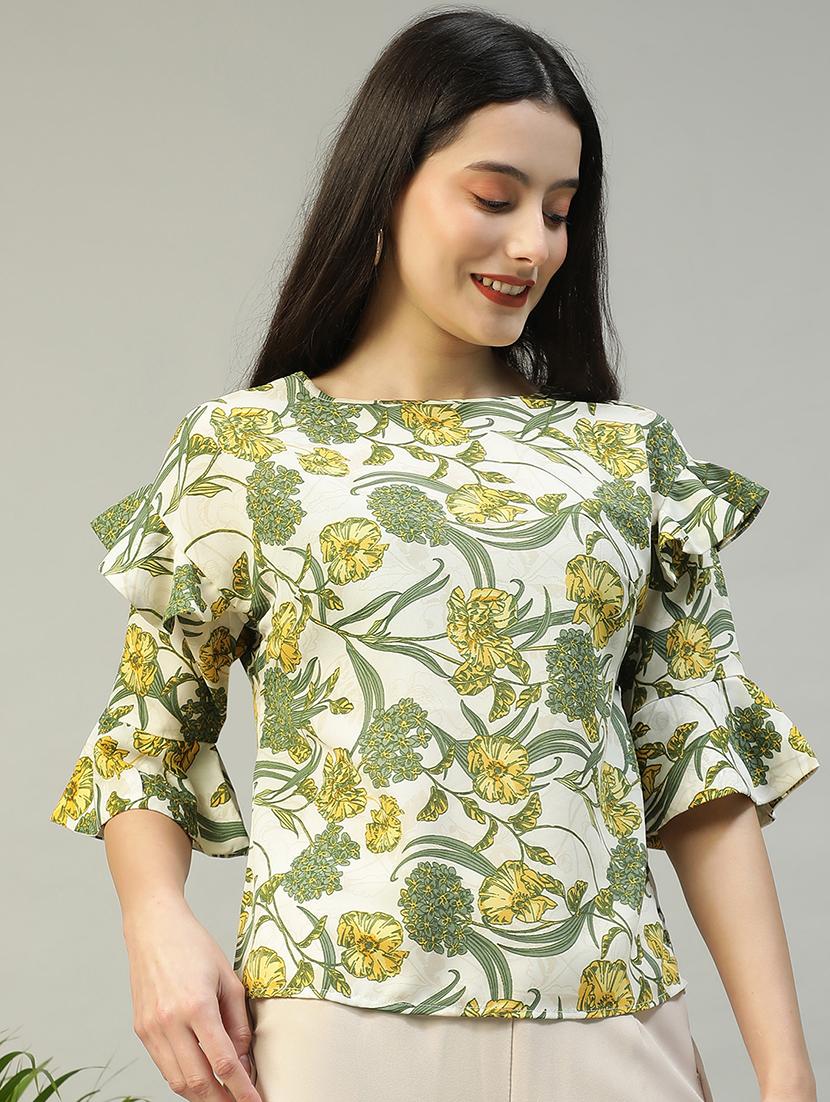 women floral print boat neck regular top - 21992542 - Standard Image - 3