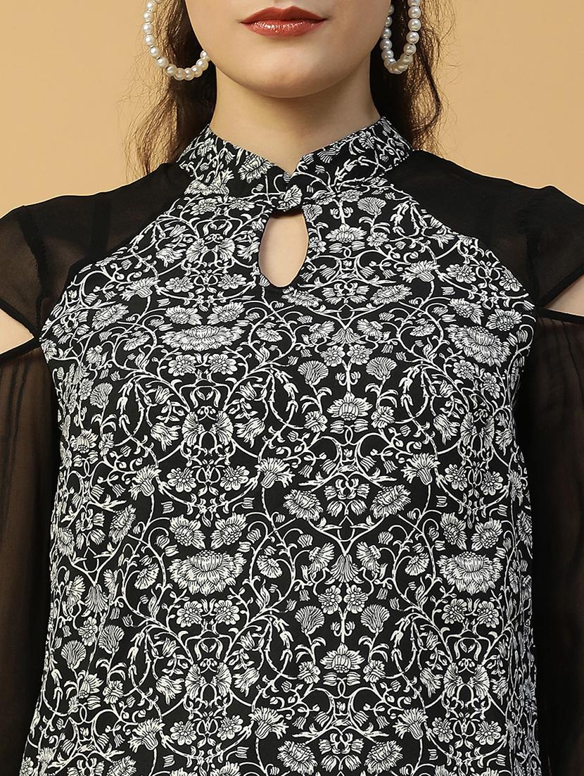women printed cold shoulder regular top - 21992547 - Standard Image - 3