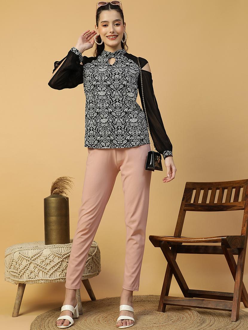 women printed cold shoulder regular top - 21992547 - Standard Image - 5