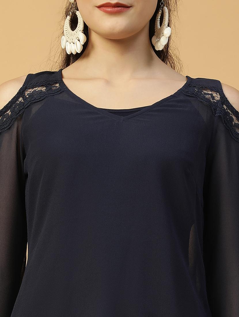 women solid cold shoulder regular top - 21992548 - Standard Image - 5