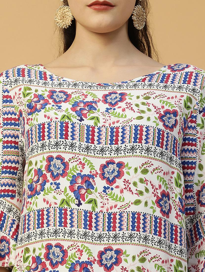 women printed three quarter sleeve regular top - 21992549 - Standard Image - 5