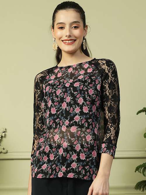 women floral print boat neck regular top - 21992550 - Standard Image - 0