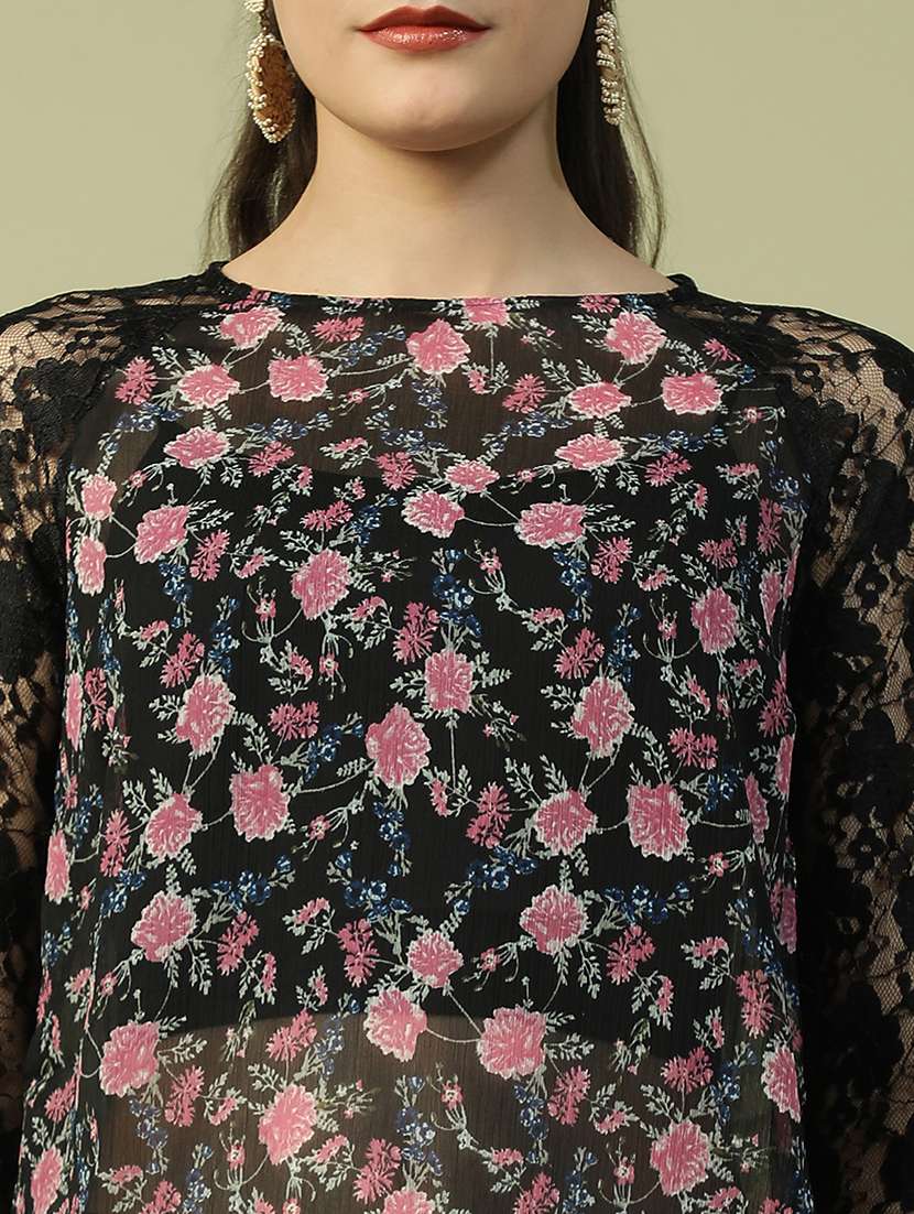 women floral print boat neck regular top - 21992550 - Standard Image - 3