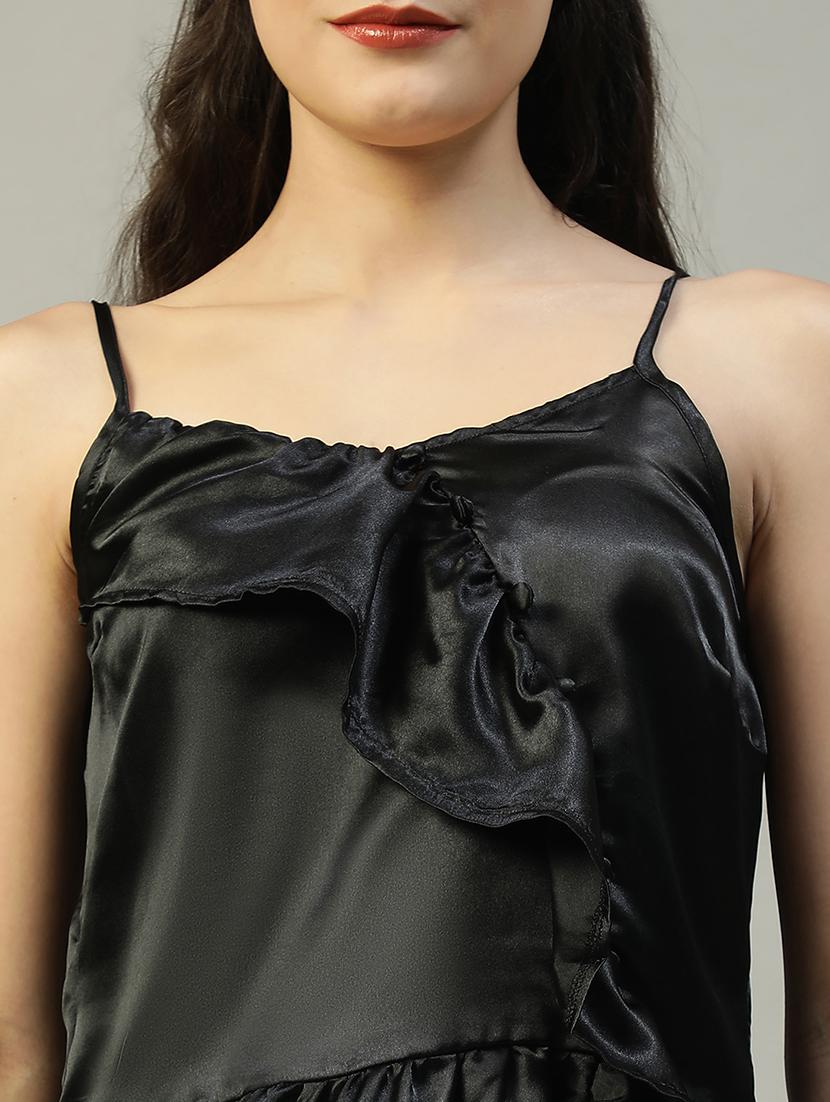 women black solid shoulder strap night tee - 21992558 - Standard Image - 5