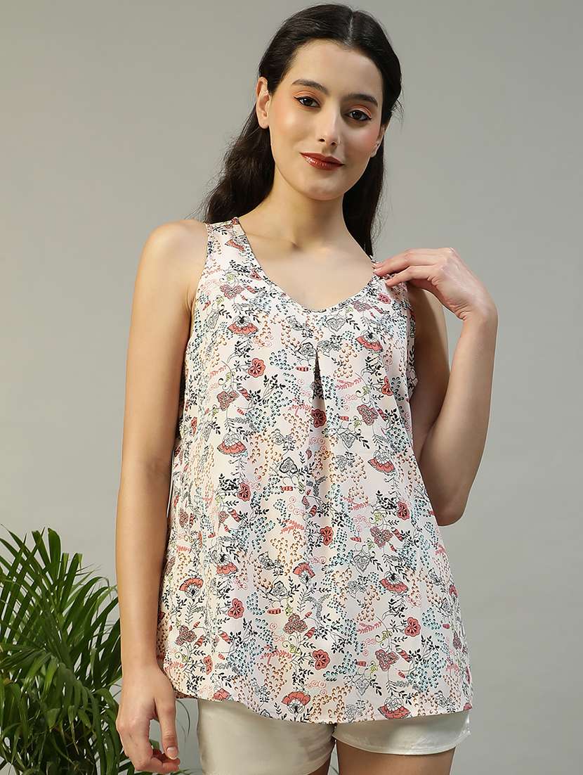 women floral print sleeveless a-line top - 21992559 -  Zoom Image - 0