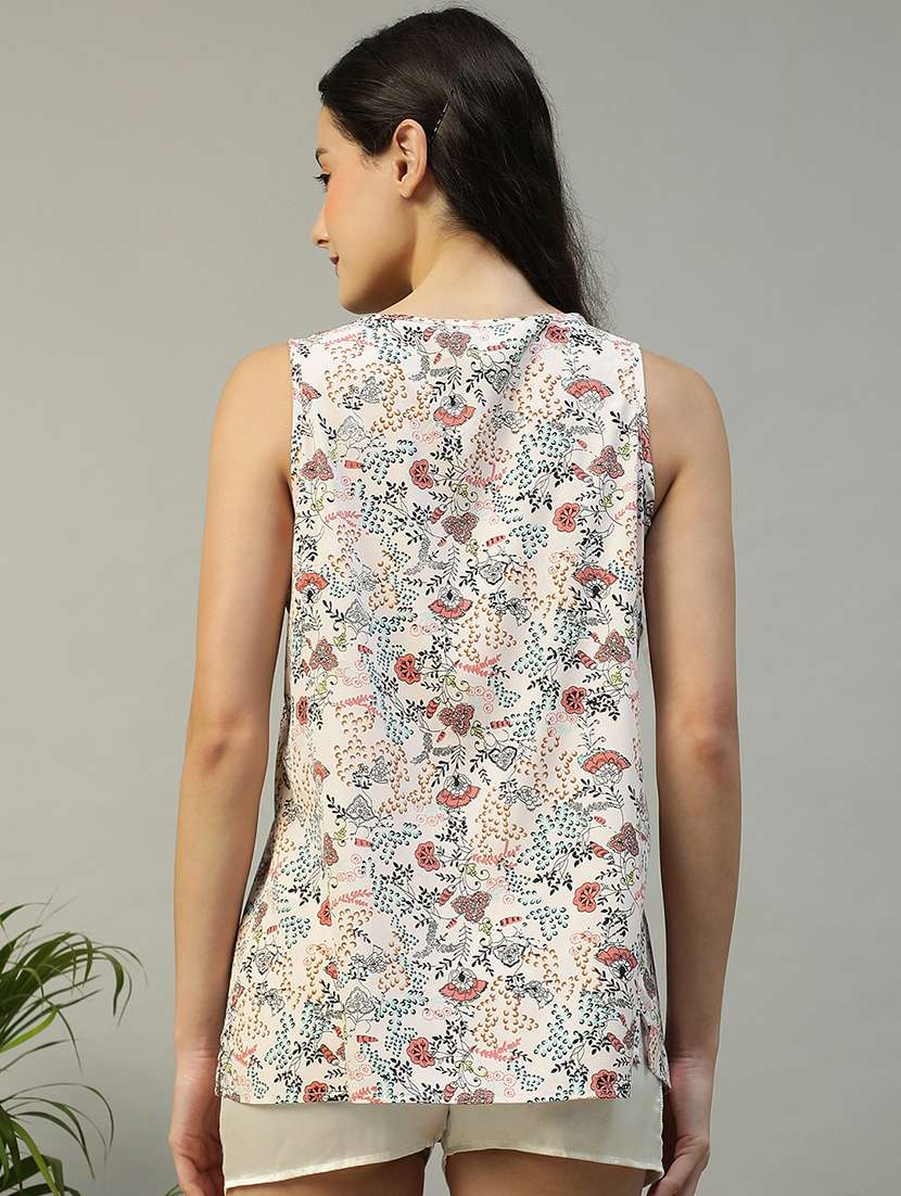 women floral print sleeveless a-line top - 21992559 - Standard Image - 3