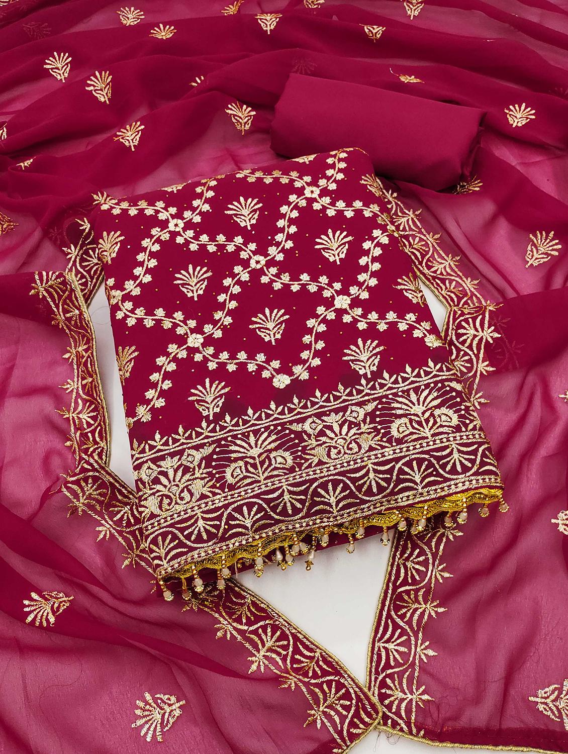 women solid with work embroidered unstitched suit set - 21992566 -  Zoom Image - 0