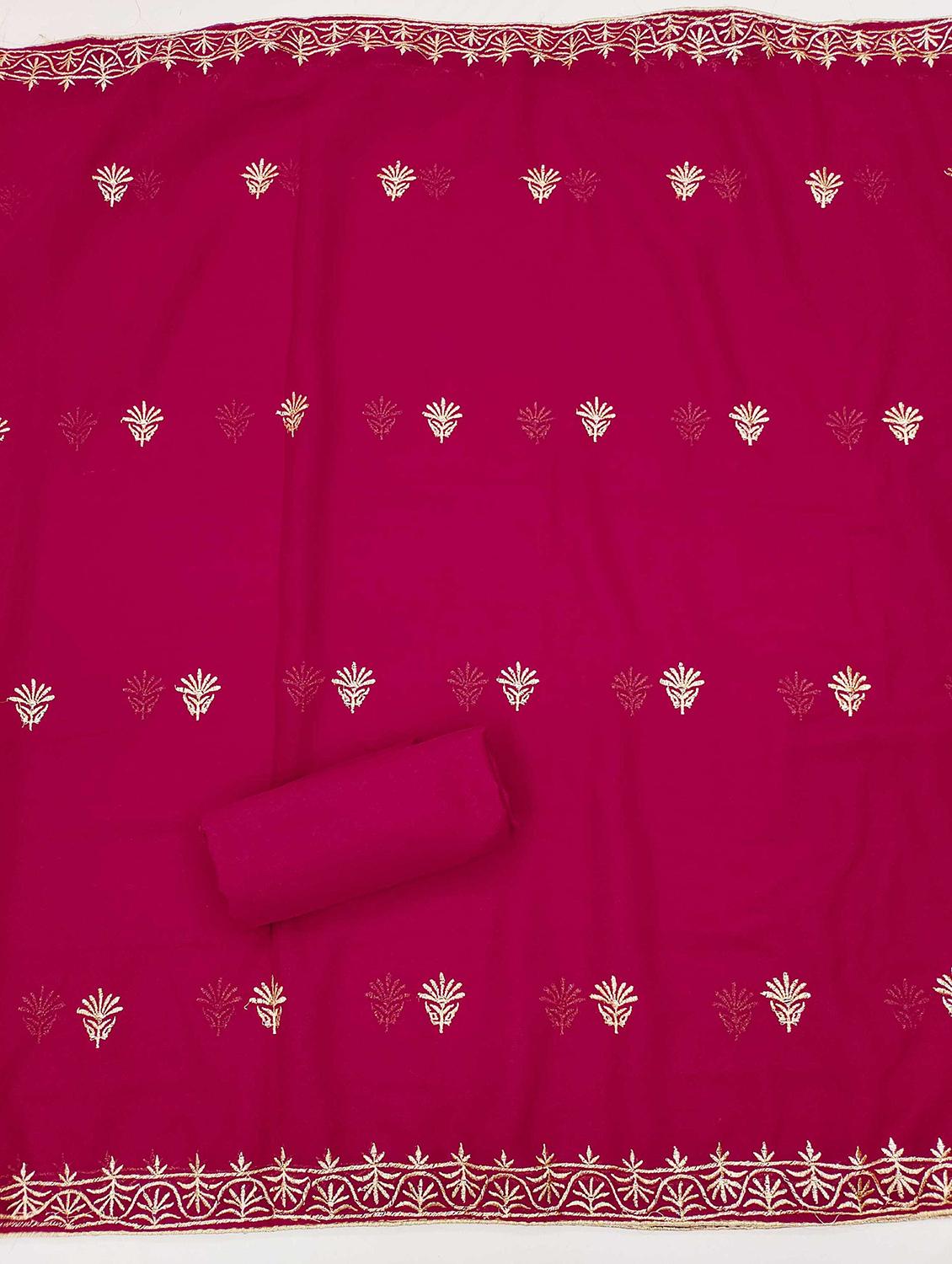 women solid with work embroidered unstitched suit set - 21992566 - Standard Image - 3
