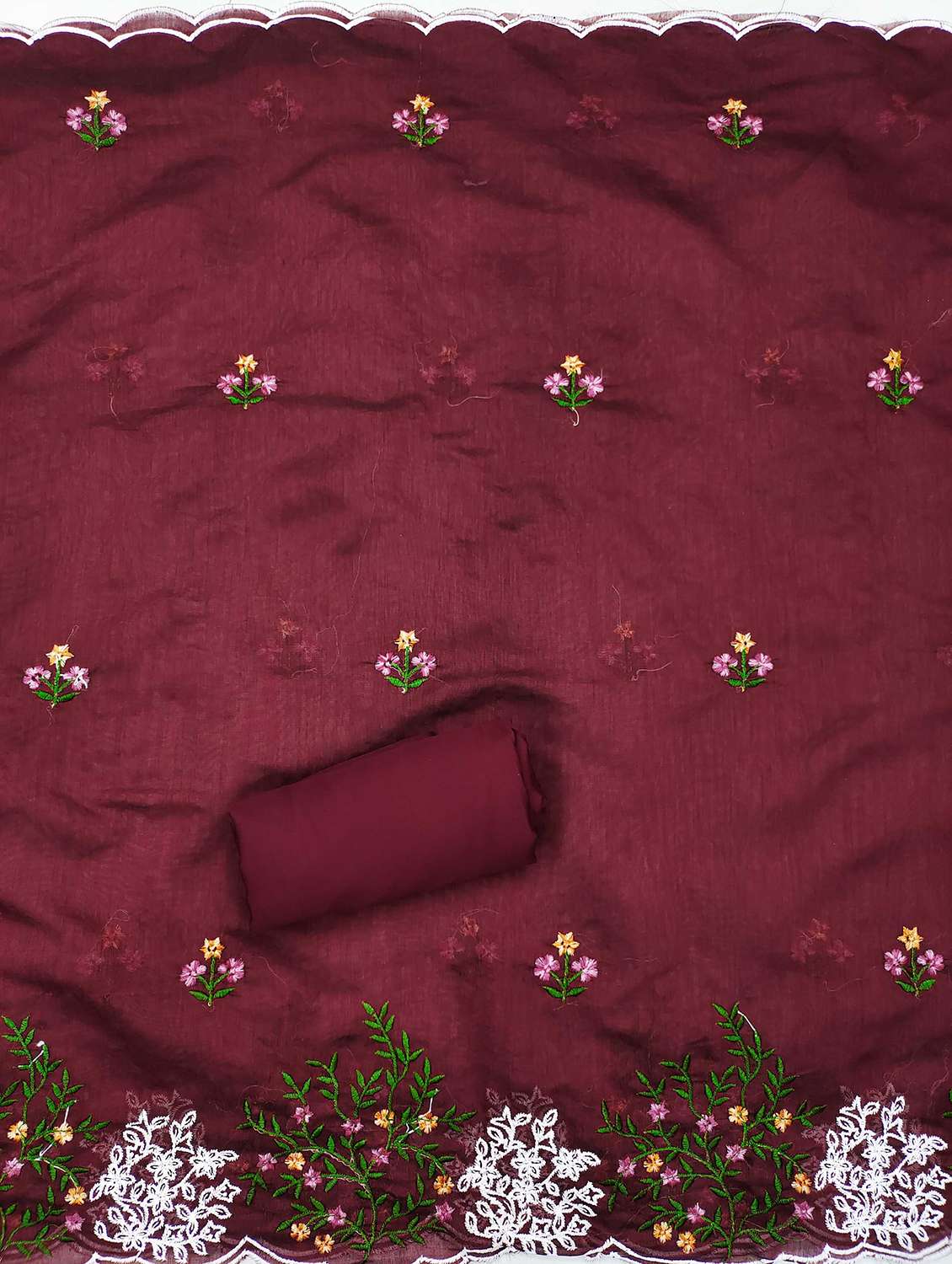 women solid with work embroidered unstitched suit set - 21992568 -  Standard Image - 3