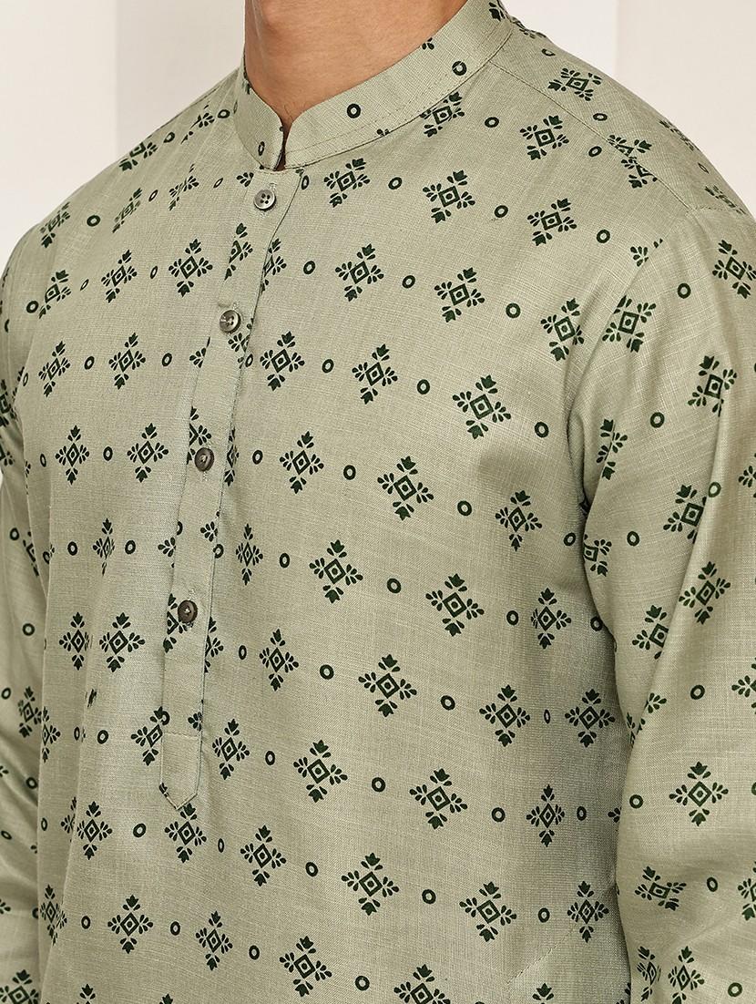 men printed mandarin neck long kurta - 21992630 - Standard Image - 5